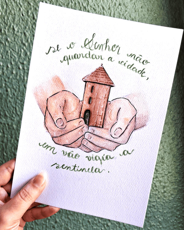 Sentinela | Ilustração feita em aquarela, folha A5, 250g, inspirada em um versículo bíblico